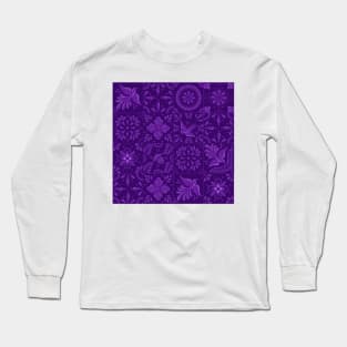 Mexican Purple Talavera Tile Pattern by Akbaly Long Sleeve T-Shirt